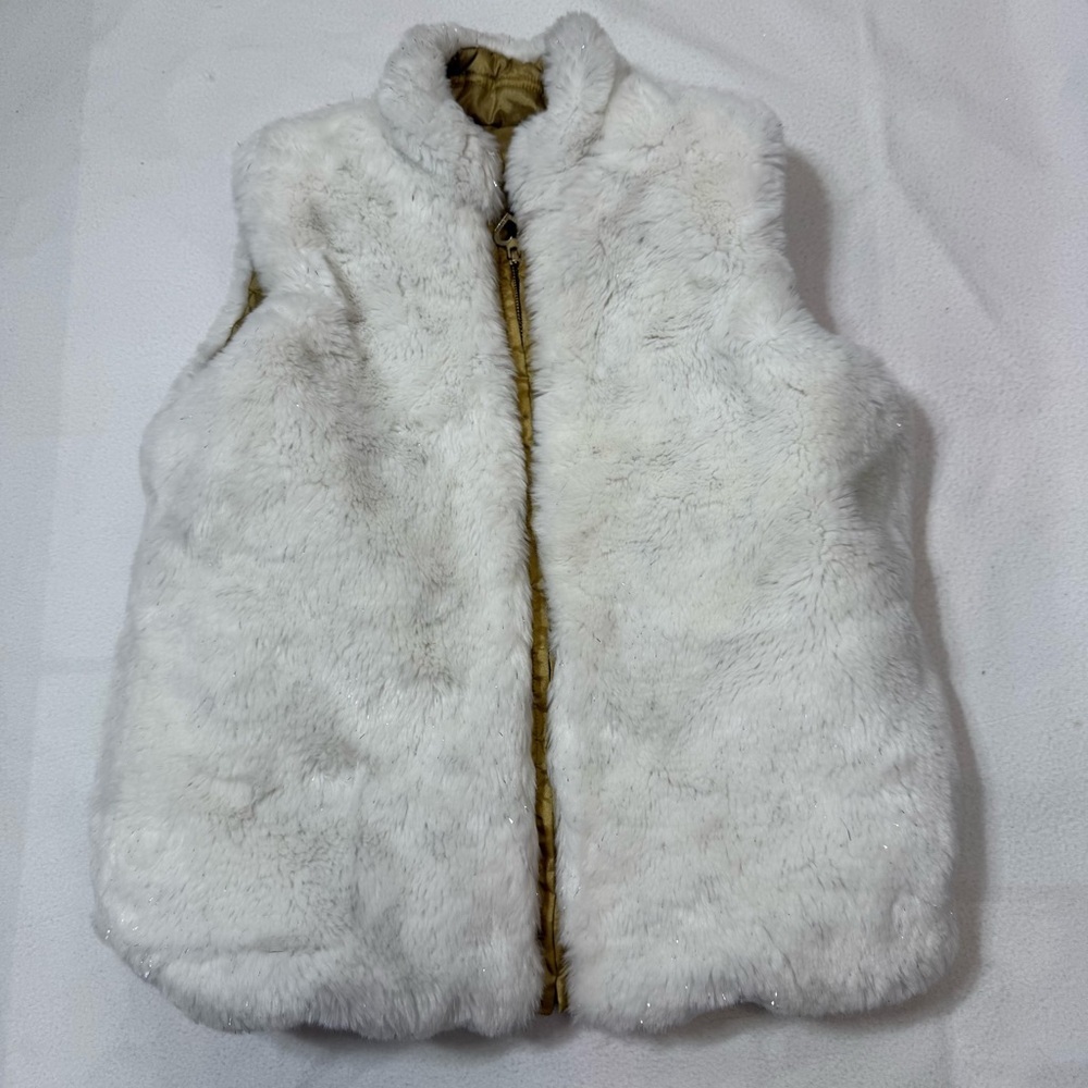 White Faux Fur Reversible Kids Vest